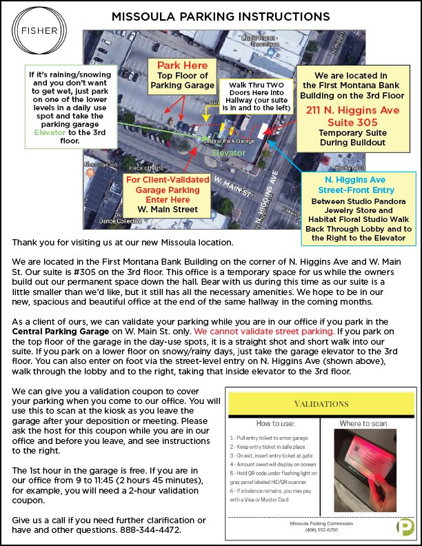 Fisher Missoula Parking Instructions